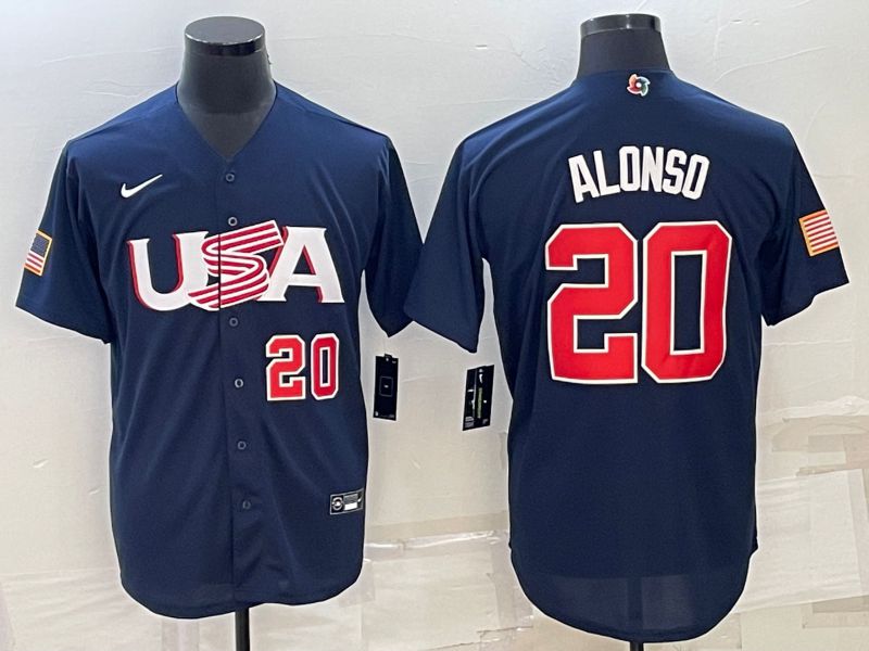 Men 2023 World Cub USA #20 Alonso Blue Nike MLB Jersey->more jerseys->MLB Jersey